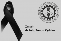 Grafika z szarfą pogerzbową i napisem zmarł dr hab. Zenon Kędzior