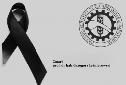 Grafika z szarfą pogrzbową i napisem zmarł prf dr hab Grzegorz Leśnierowski