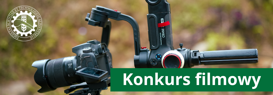 Grafika z aparatem i tekstem: konkurs filmowy
